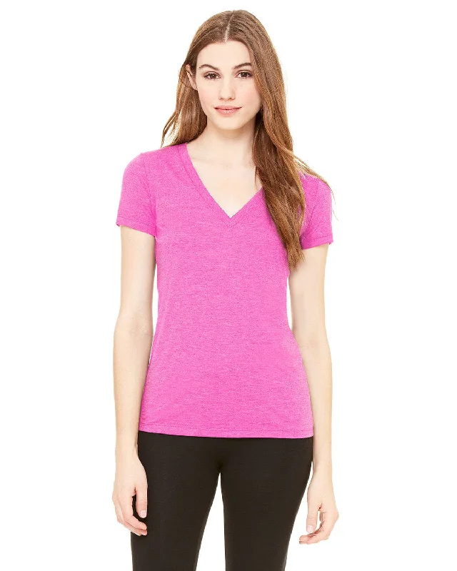 Bella+Canvas Ladies Triblend Deep V-Neck T-Shirt | Berry Triblend