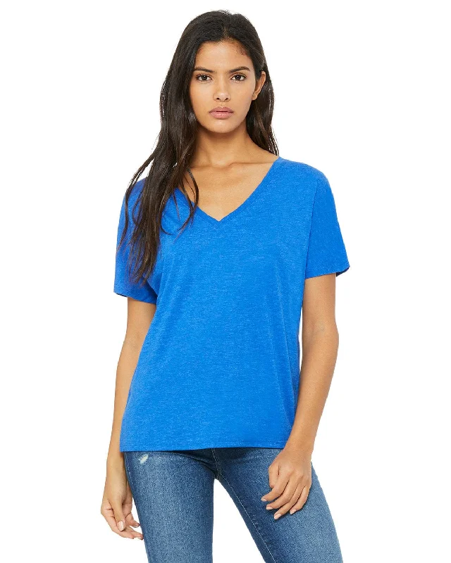 Bella+Canvas Ladies Flowy Simple V-Neck T-Shirt | True Royal Trbld