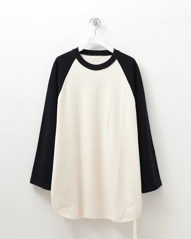 Co/Silk Nep Baseball Raglan Tee IVOLY-BODY×BLACKNAVY