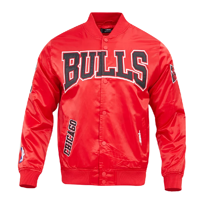 NBA CHICAGO BULLS CREST EMBLEM MEN'S SATIN JACKET (RED)