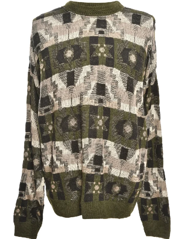 Patterned Black Jumper - L