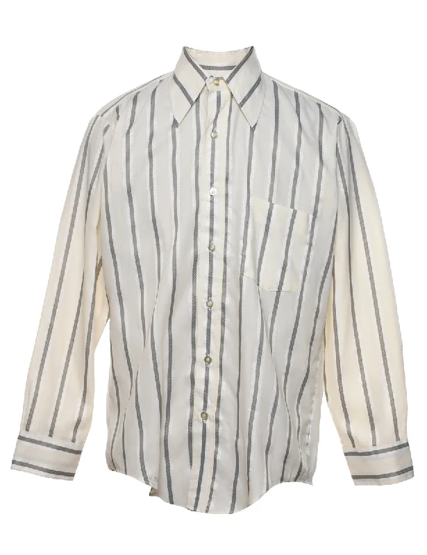 Off White Striped Shirt - L