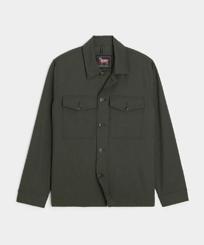 Todd Snyder X Woolrich Twill Camp Shirt in Olive