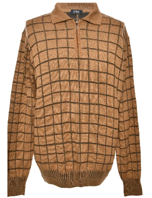 Patterned Brown Jumper - L