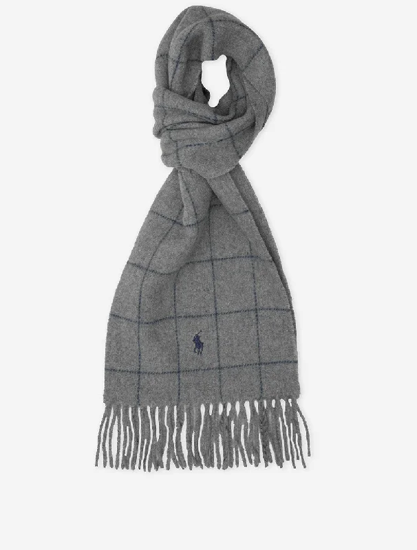 Windowpane Plaid Scarf Grey