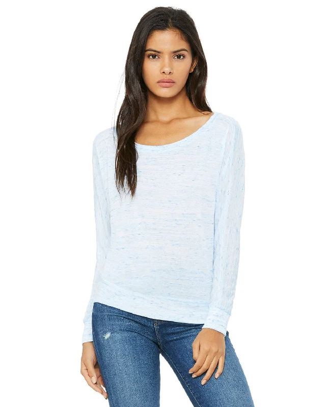 Bella+Canvas Ladies Long Sleeve Off The Shoulder Top | Blue Marble