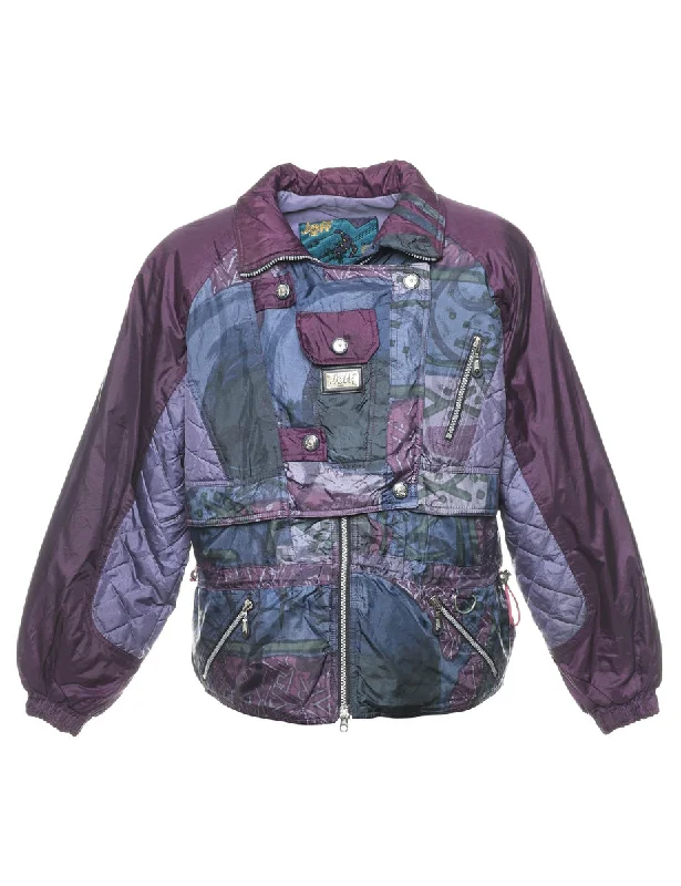 Patterned 1980s Purple & Lilac Ski Jacket - L