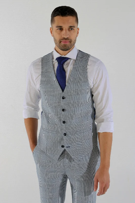 Mark - Sky Blue Check Waistcoat