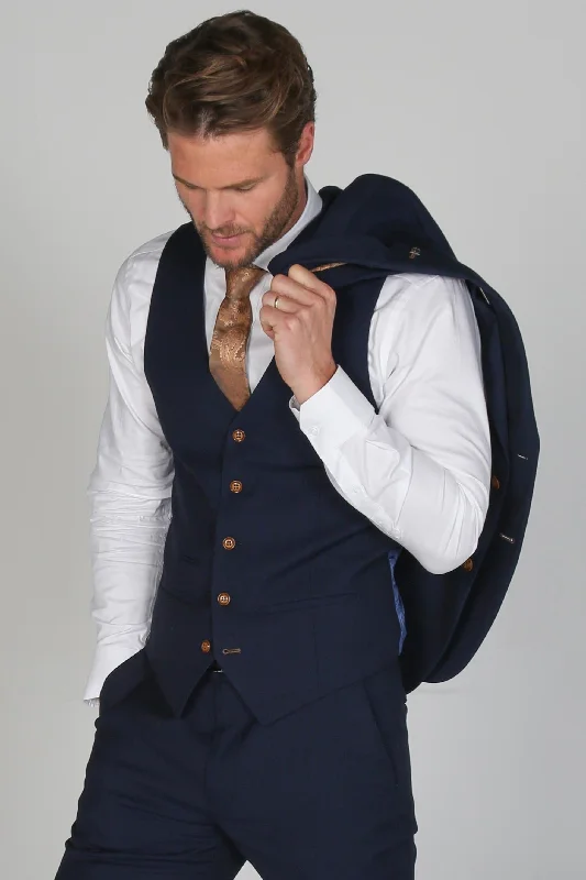 Mayfair - Men's Navy Textured Waistcoat