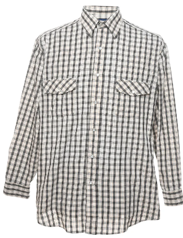 Off White Checked Western Shirt - M