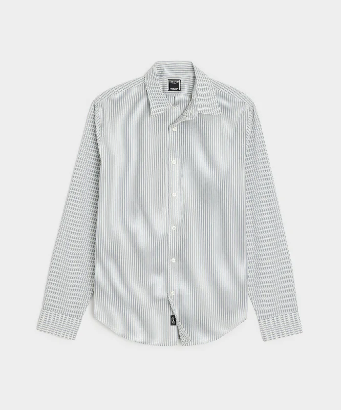 Poplin Sport Shirt in Blue Triple Stripe