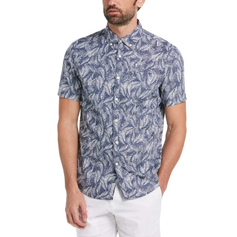 Poplin Palm Leaves Print Shirt