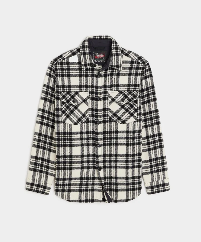 Todd Snyder X Woolrich Cashmere Shirt Jacket in Black Plaid