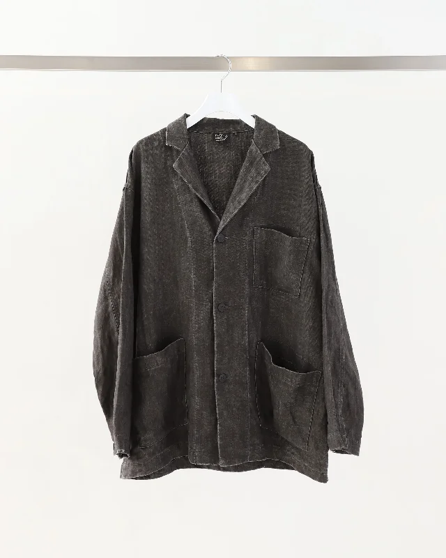 SUMI DYED SIMPLE WORK JACKET CHARCOAL GRAY