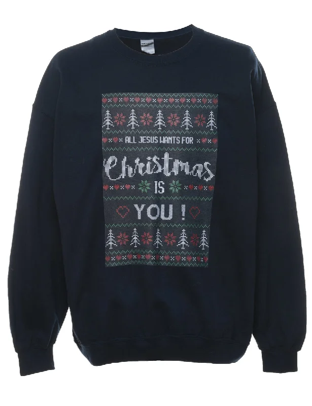 Navy Christmas Sweatshirt - XL