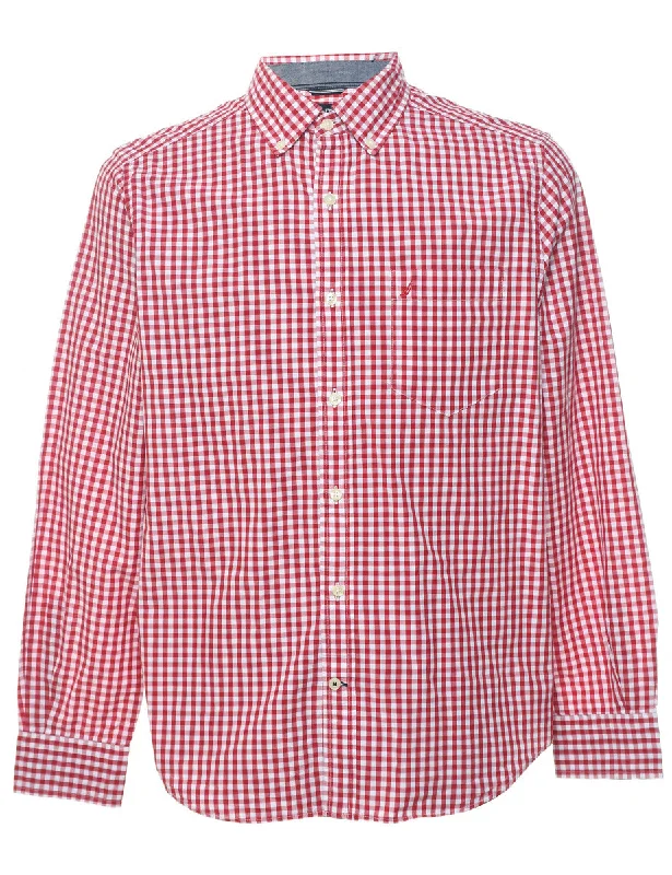 Nautica Checked Red & White Shirt - M