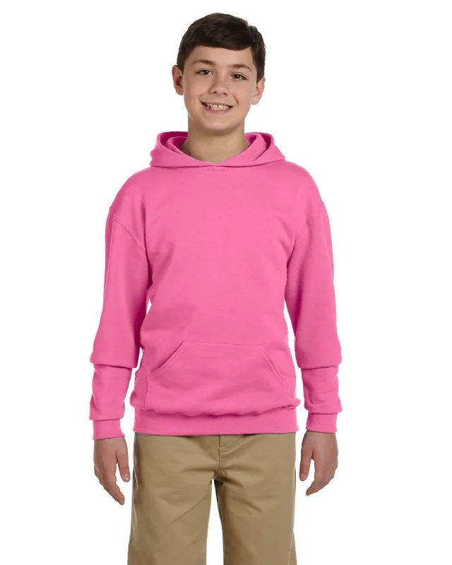 Jerzees Youth 50/50 Fleece Hooded Sweatshirt | Neon Pink