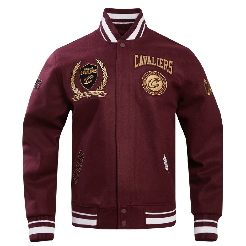 NBA CLEVELAND CAVALIERS CREST EMBLEM MEN'S WOOL VARSITY JACKET (WINE)