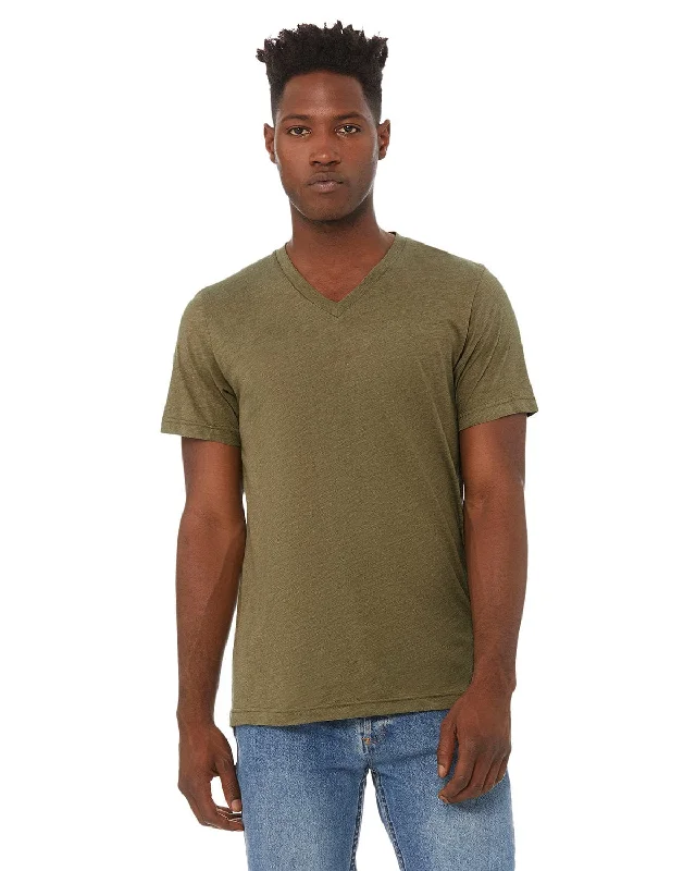 Bella+Canvas Unisex Triblend Short Sleeve V-Neck T-Shirt | Olive Triblend