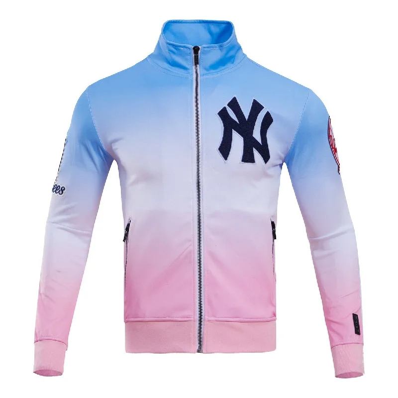 MLB NEW YORK YANKEES LOGO MEN'S TRACK JACKET (BLUE/WHITE/PINK)