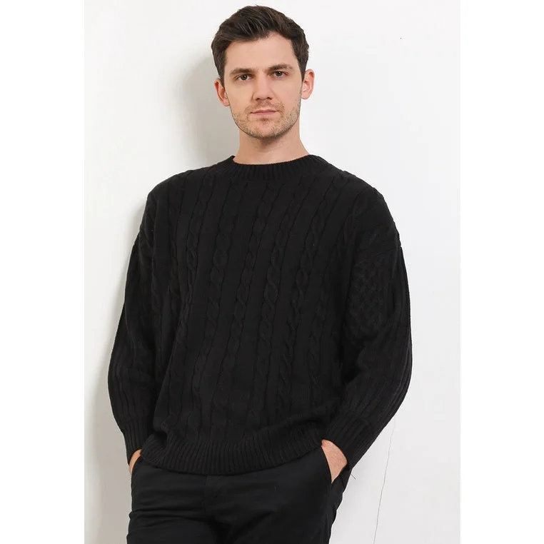 Noir Sur Blanc Cable Pullover Black