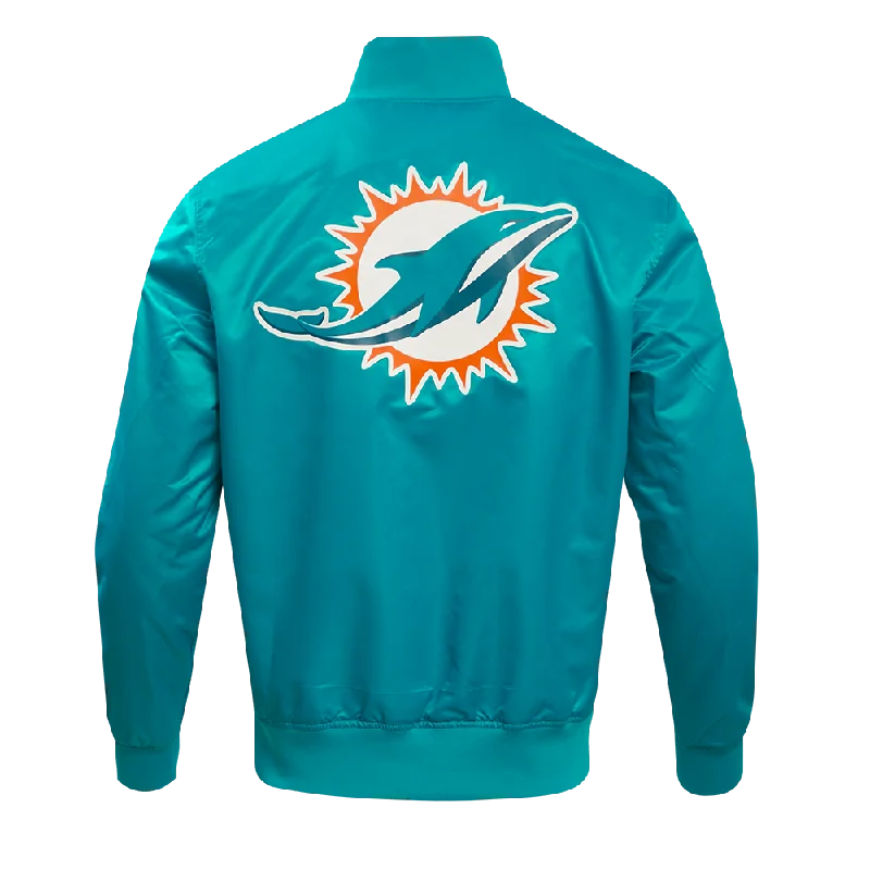 NFL MIAMI DOLPHINS BIG LOGO MEN'S SATIN JACKET (TEAL)