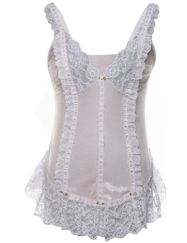 Off-White Sheer Lace Cami Top - L