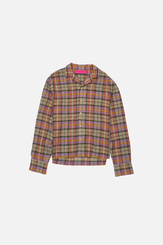 Burnout Plaid Camp Shirt LS