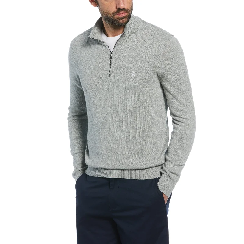 1/4 Zip Cotton Jersey Sweater