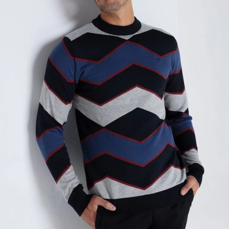 Bendorff perkins-collar pullover sweater zig zag