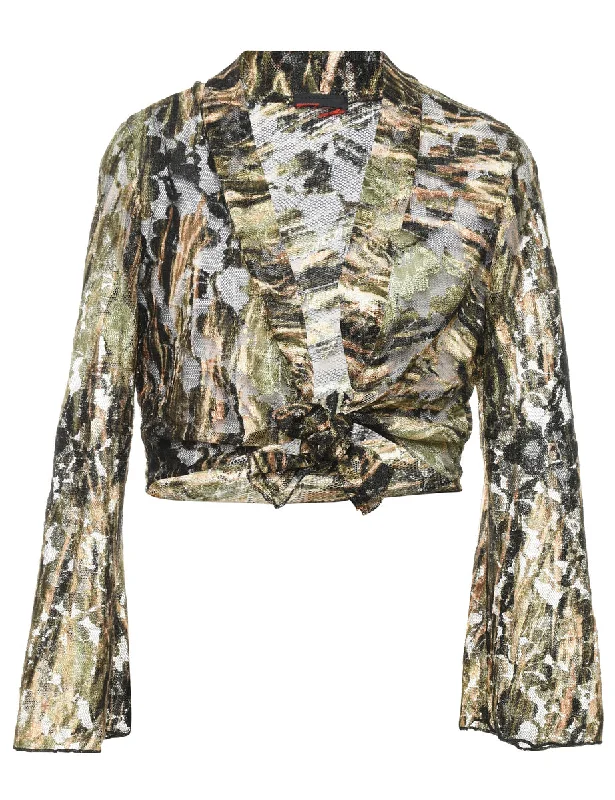 Olive Green Lace Blouse - M