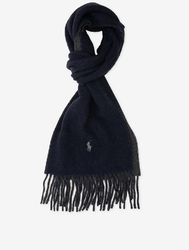 Reversible Wool Scarf Navy