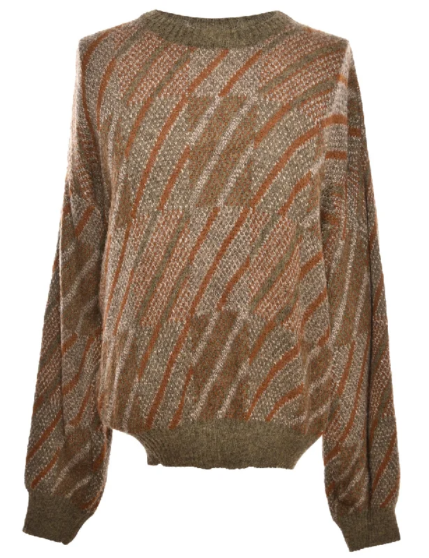 Patterned Brown Jumper - M