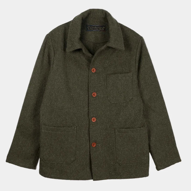 Le Laboureur French Wool Field Coat in Olive