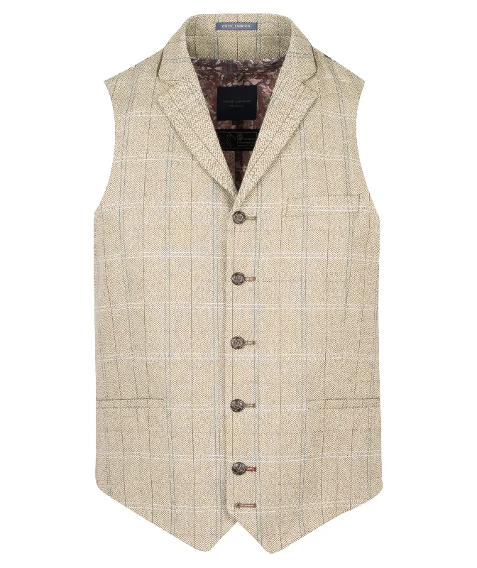 Guide London Olive Waistcoat with Light Check