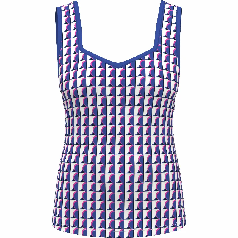 Geo Print Sweetheart Neckline Tennis Tank Top