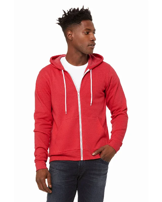 Bella+Canvas Unisex Poly-Cotton Fleece Full-Zip Hoodie | Heather Red