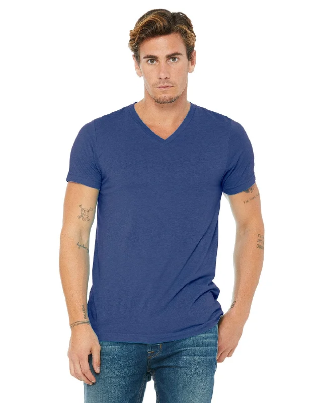 Bella+Canvas Unisex Triblend Short Sleeve V-Neck T-Shirt | True Royal Trbln