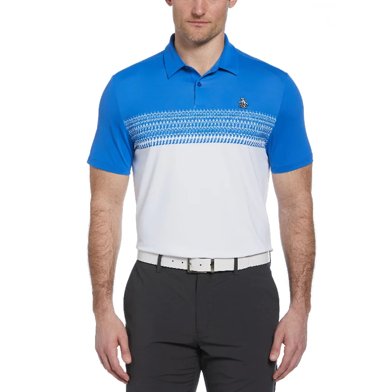 Penguin Stripe Block Print Golf Polo