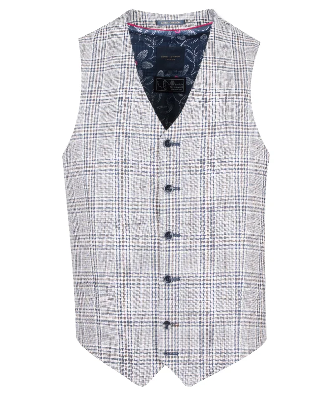 Guide London Grey Waistcoat with Navy Check