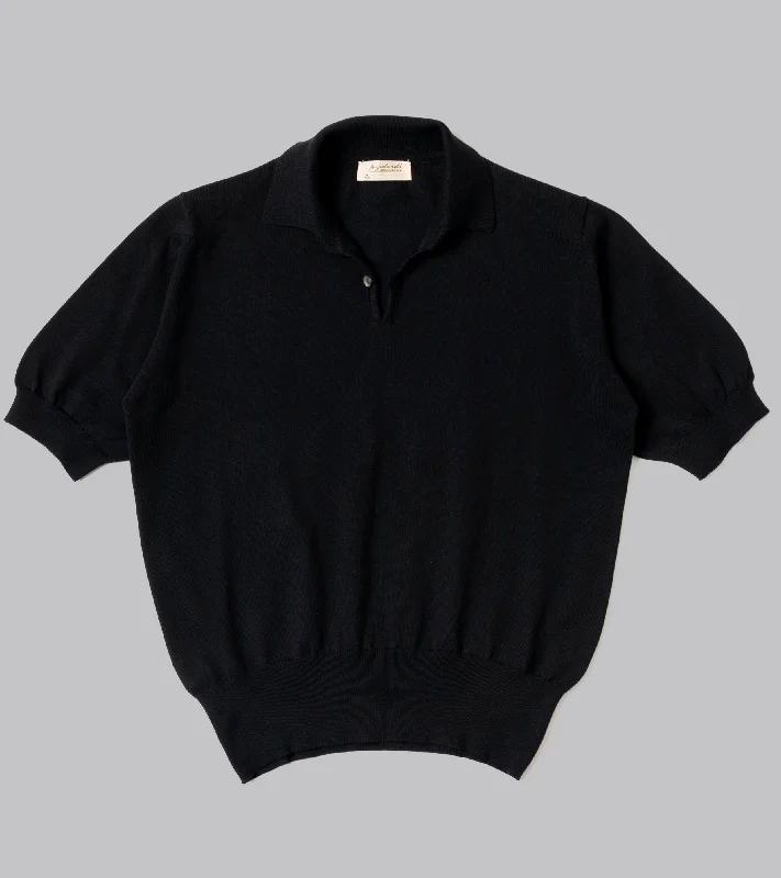 Bryceland's Cotton Short Sleeve ‘Skipper’ Polo Black