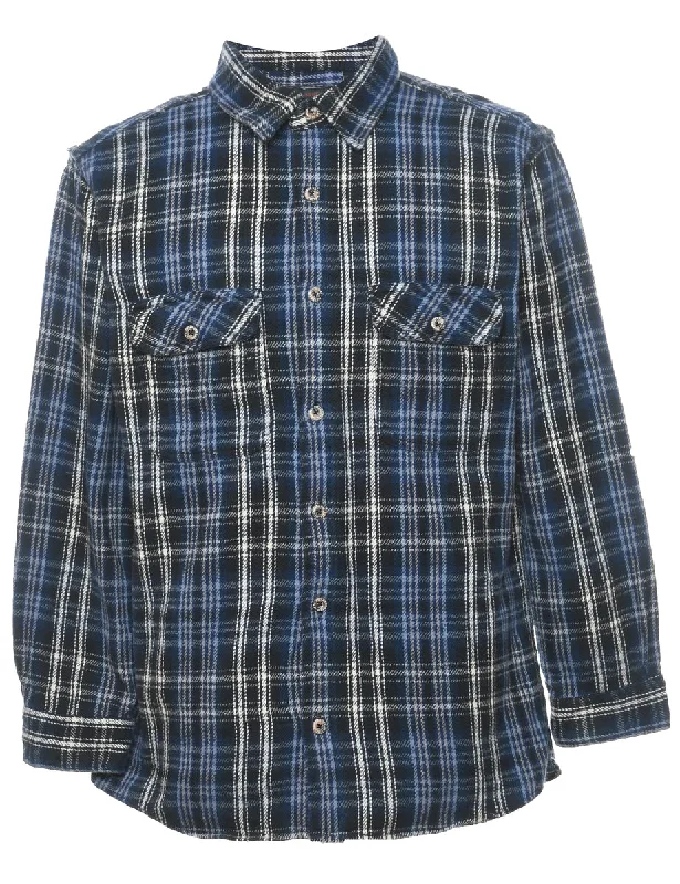 Navy & Black Checked Shirt - L