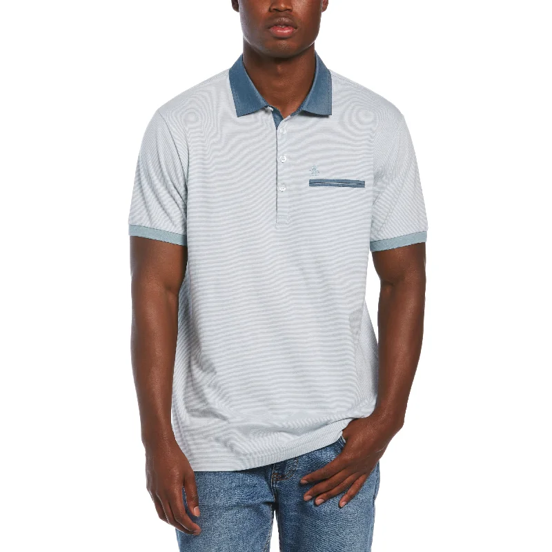 Stripe Chambray Collar Polo