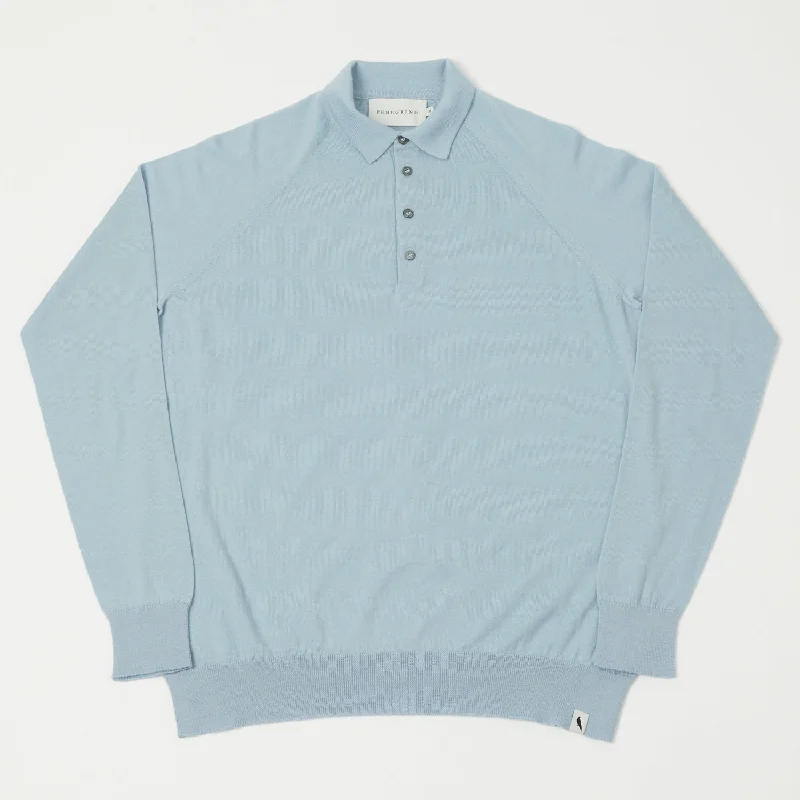 Peregrine Long Sleeve Wool Polo Shirt - Ocean