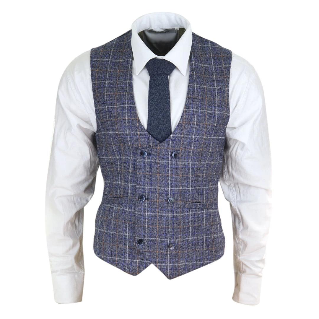 Mens Double Breasted Waistcoat 1920s Blinders Smart Casual Pocket Chain