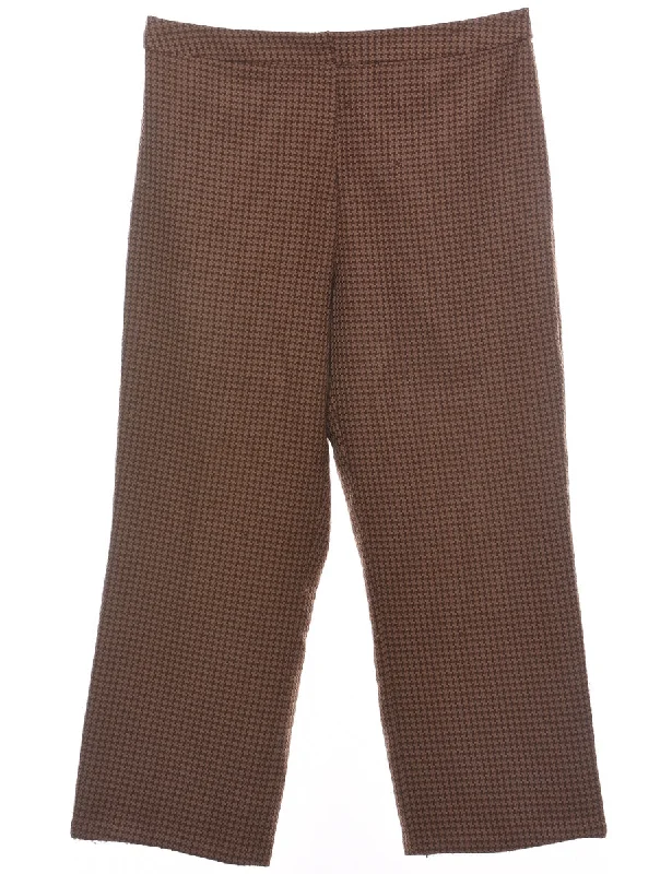 Patterned Brown Classic Trousers - W35 L26