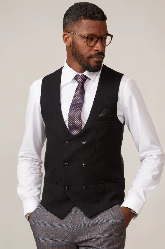 KELVIN - Black Double Breasted Waistcoat