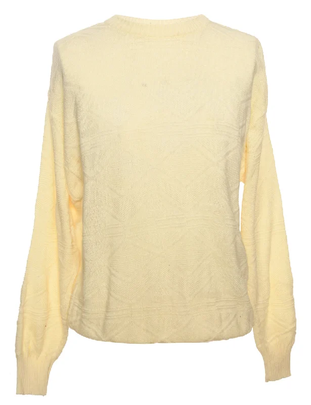 Pale Yellow Classic Knit Jumper - M