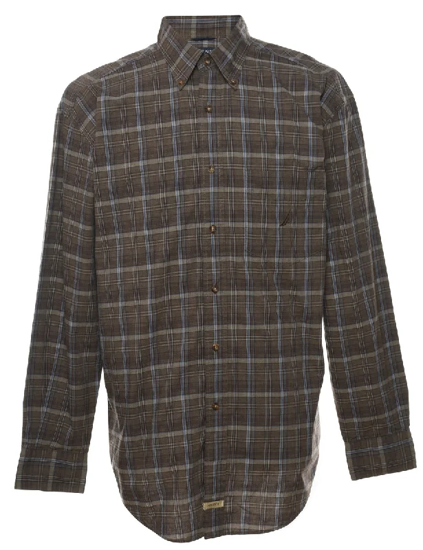 Nautica Long Sleeved Checked Shirt - L