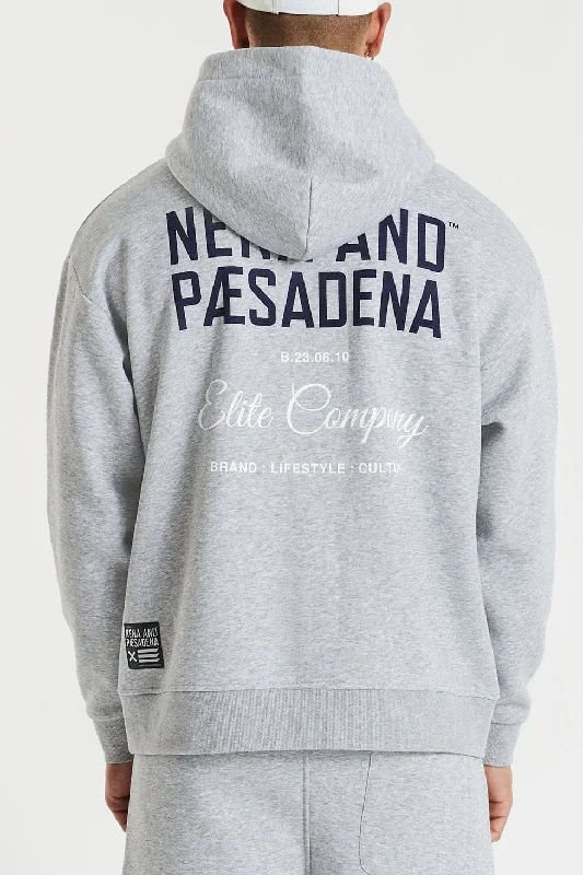 NENA & PASADENA Mens Tournament Relaxed Hoodie Sweater Grey Marle